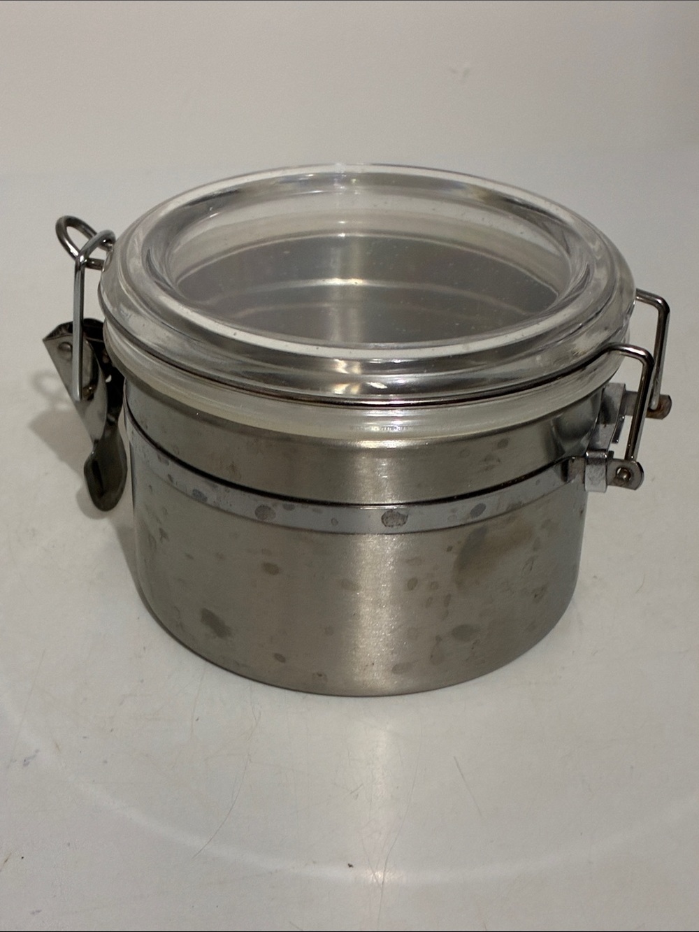 Oggi Airtight Stainless Steel Storage Jar with Clear Plastic Lid - Silver